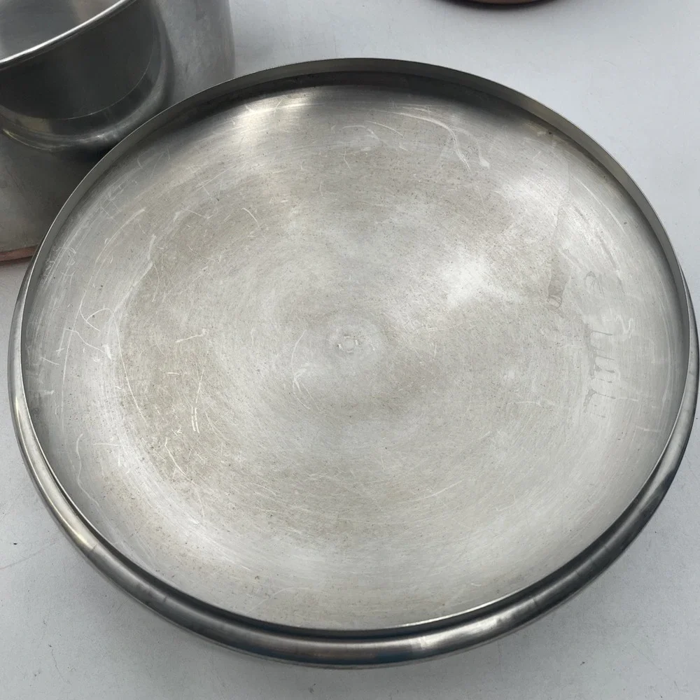 Vtg RevereWare Copper Bottom Saucepan Lot of 4 Pots+3 Lids 4qt 3qt 2qt 1qt-Clean